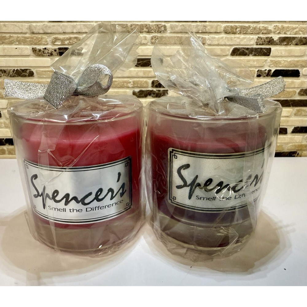 Vintage Spencer's Candlery Jar Candles Mulberry Fresh‎ Apple NOS Lot 2